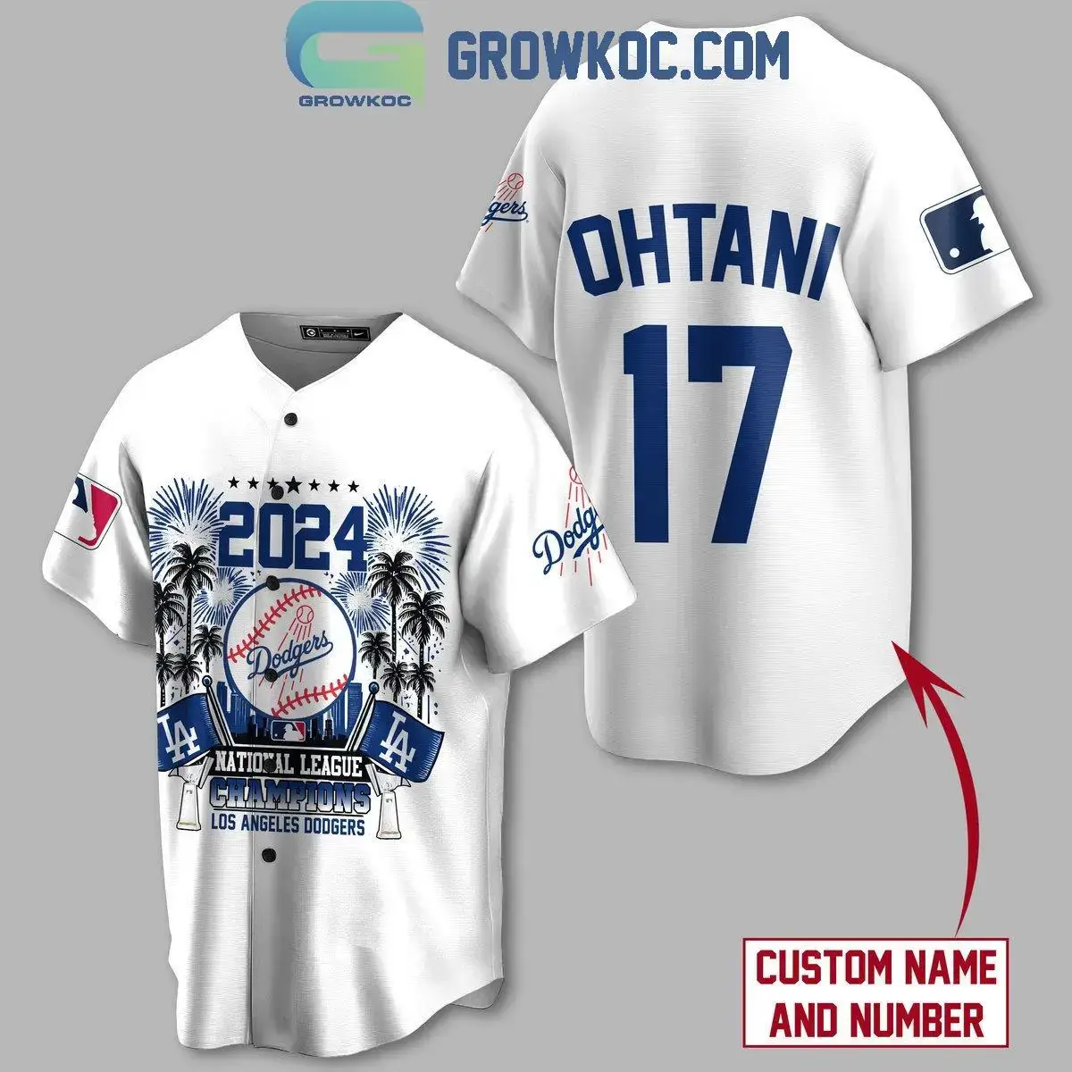 Los Angeles Dodgers Shohei Ohtani 2024 National League Champions Baseball Jersey Image