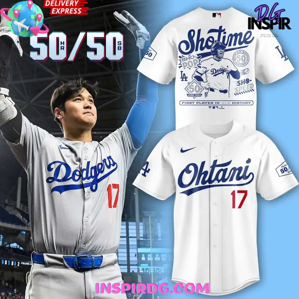 Los Angeles Dodgers Shohei Ohtani 50/50 Club Baseball Jersey Image