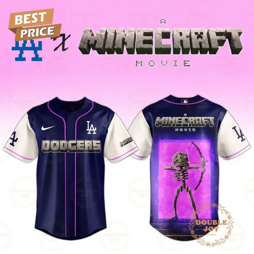 Los Angeles Dodgers Skeleton A Minecraft Movie 2025 Special Edition Baseball Jersey Image