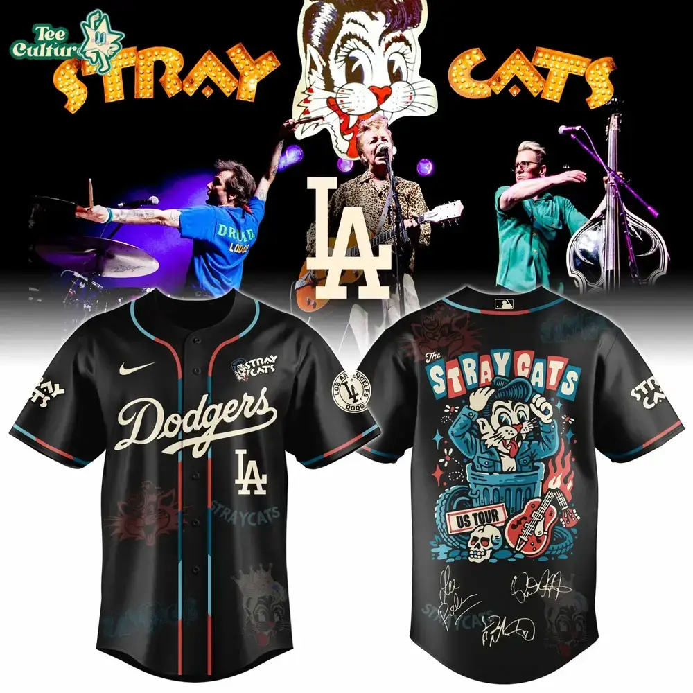 Los Angeles Dodgers Stray Cats 2026 US Tour Inspired Baseball Jersey Image