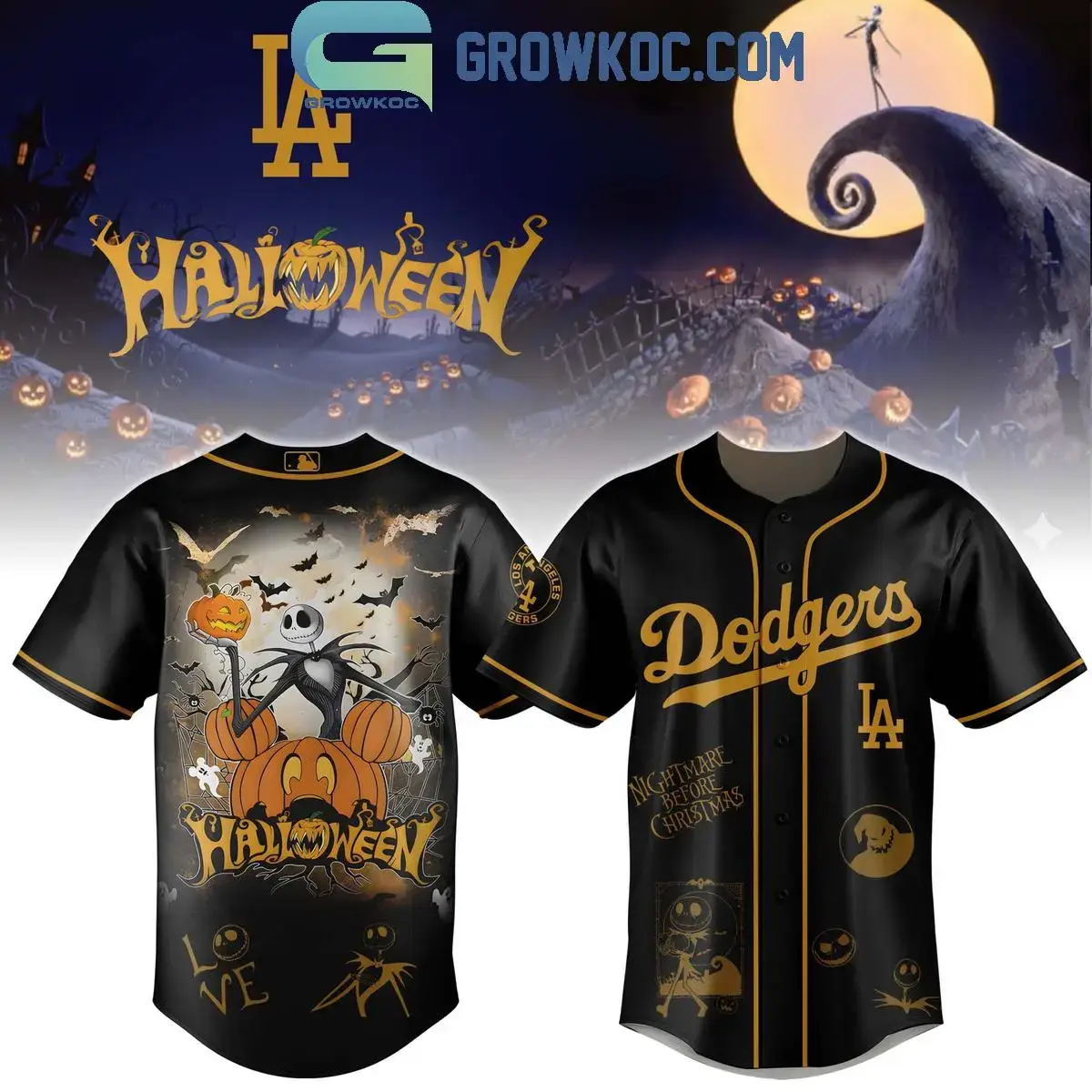Los Angeles Dodgers The Nightmare Before Christmas Jack Skellington Halloween Jersey Image