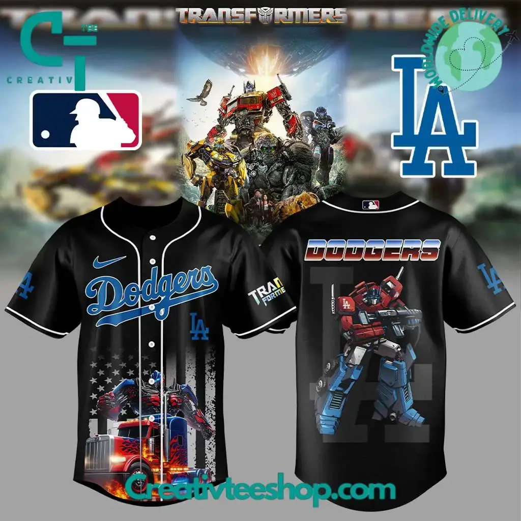 Los Angeles Dodgers Transformers Optimus Prime Special Edition Baseball Jersey Image