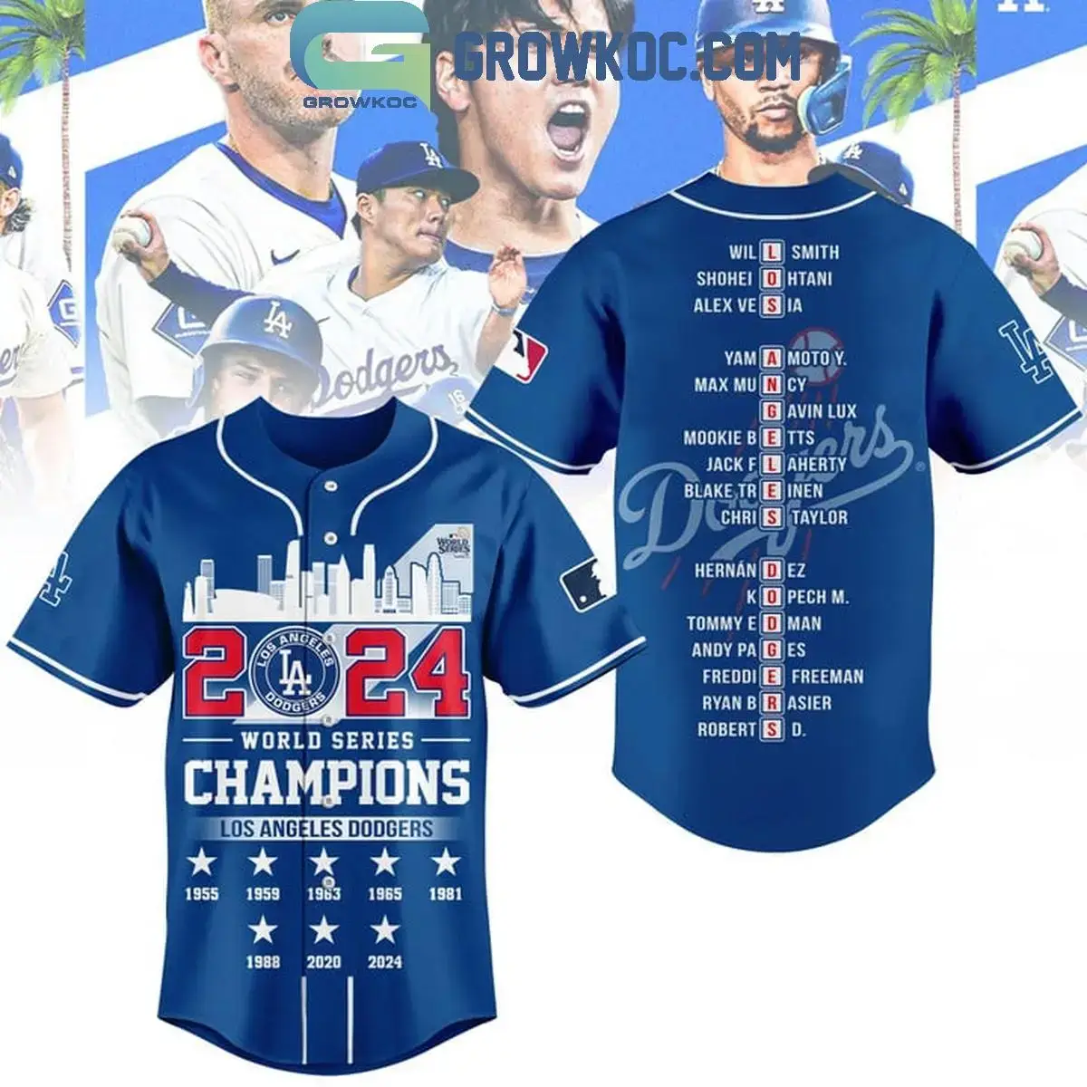 Los Angeles Dodgers World Series 2024 Champions Let's Celebrate Baseball Jersey Image