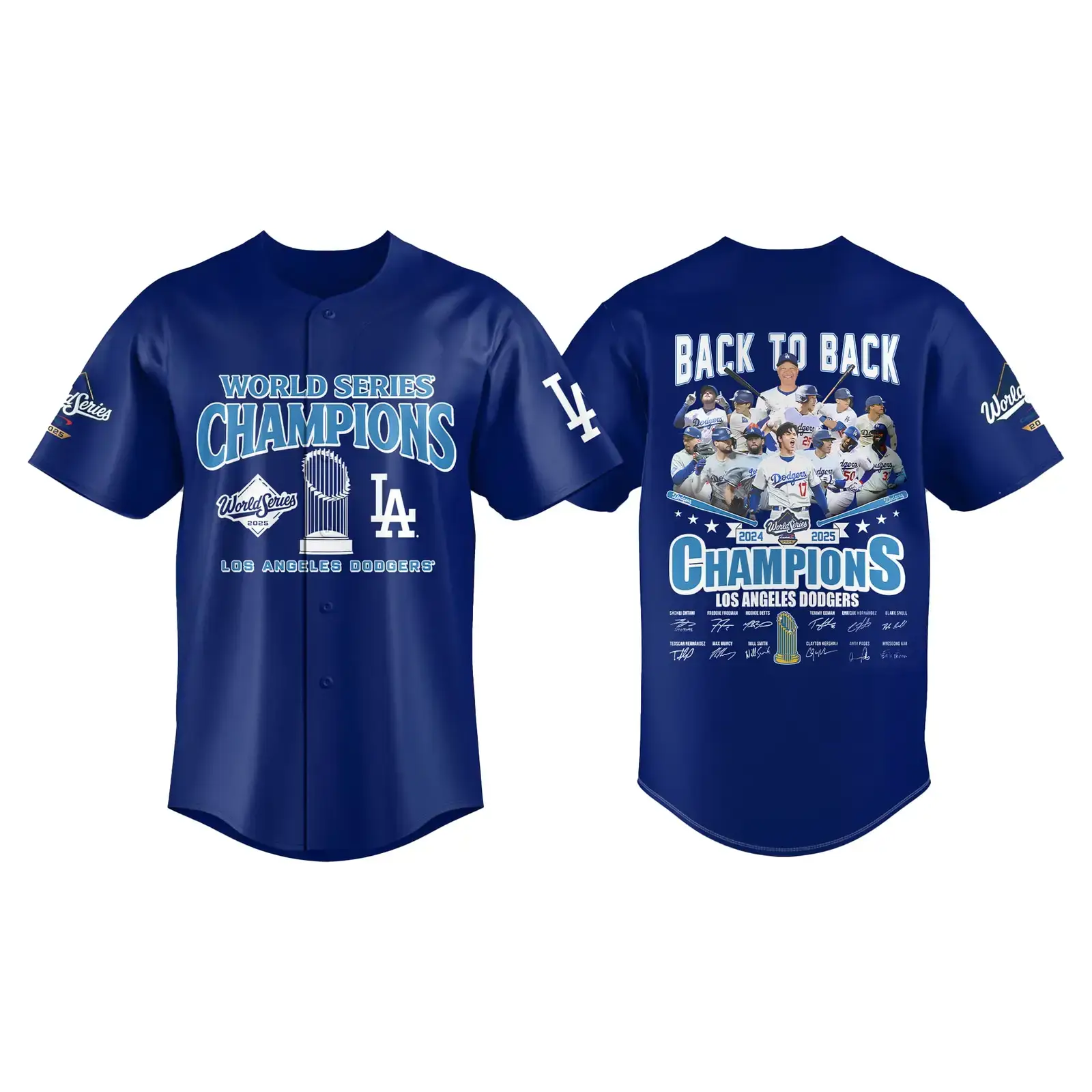 Los Angeles Dodgers World Series 2025 Back To Back Champions Baseball Jersey Image