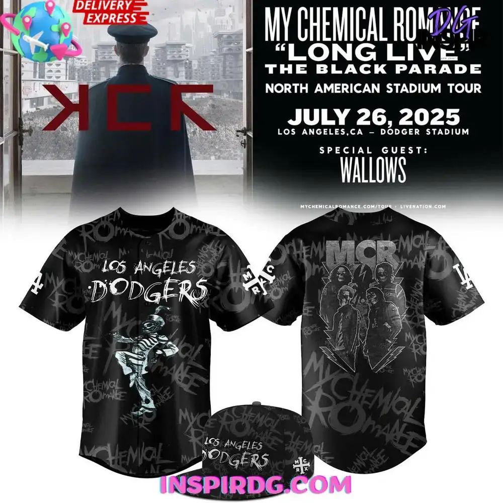 Los Angeles Dodgers X 2025 My Chemical Romance Concert Baseball Jersey Image