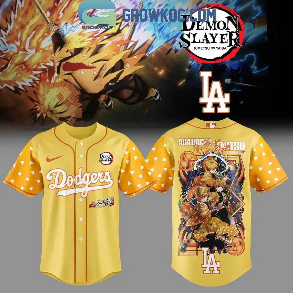 Los Angeles Dodgers x Agatsuma Zenitsu Demon Slayer Infinity Catsle 2025 Jersey Image