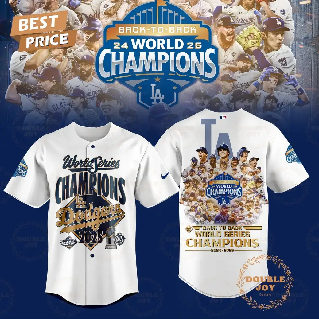 Los Angeles Dodgers x Back To Back World Series 2025 Baseball Jersey Image