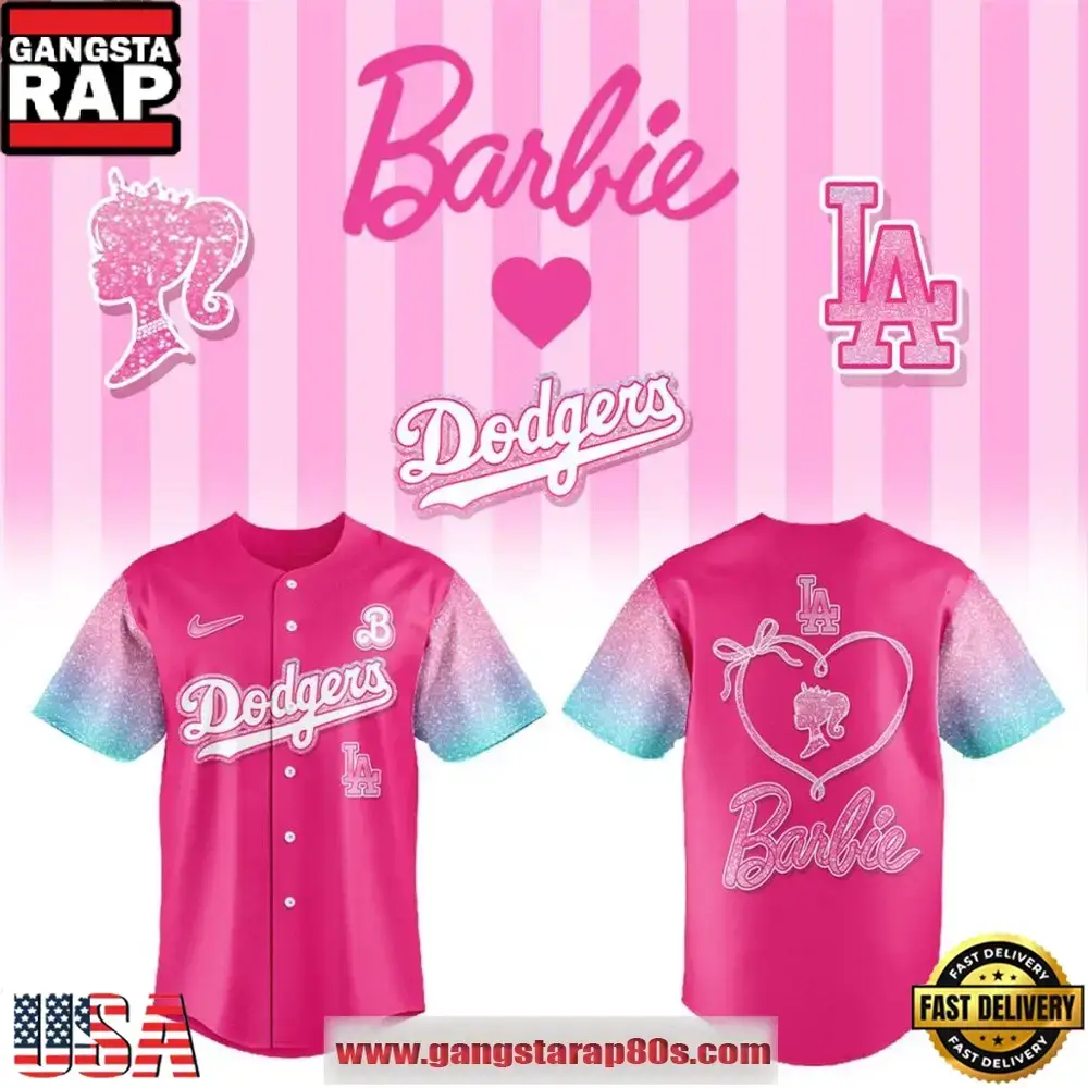 Los Angeles Dodgers x Barbie Queen 2026 Twinkle Pattern Limited Edition Baseball Jersey Image