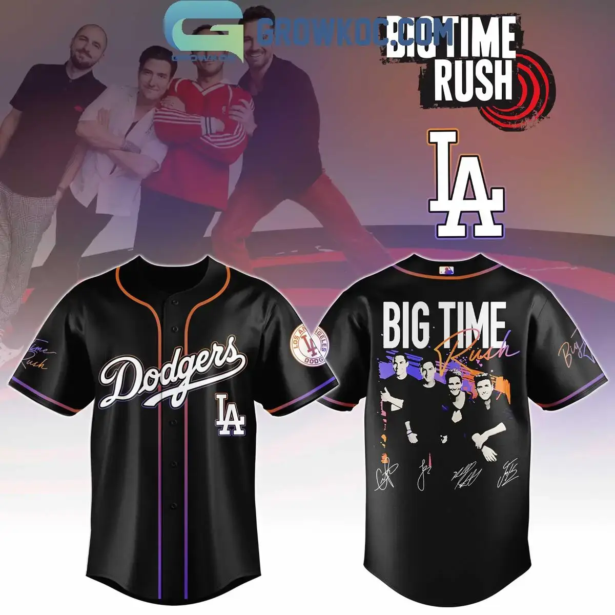 Los Angeles Dodgers x Big Time Rush Tour 2025 Baseball Jersey Image