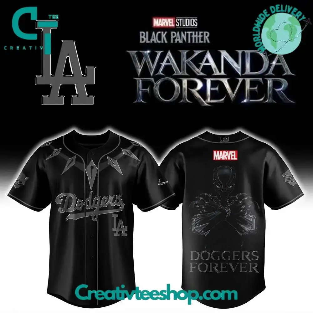 Los Angeles Dodgers X Black Panther "Wakanda Forever" Special Baseball Jersey Image