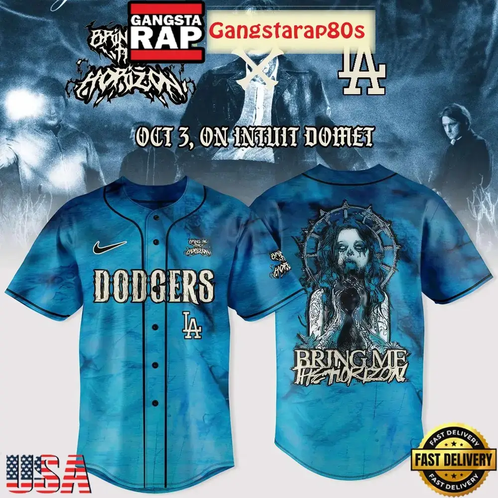 Los Angeles Dodgers x Bring Me The Horizon Tour 2025 Baseball Jersey Image
