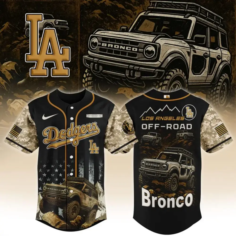 Los Angeles Dodgers X Bronco Baseball Jersey Image