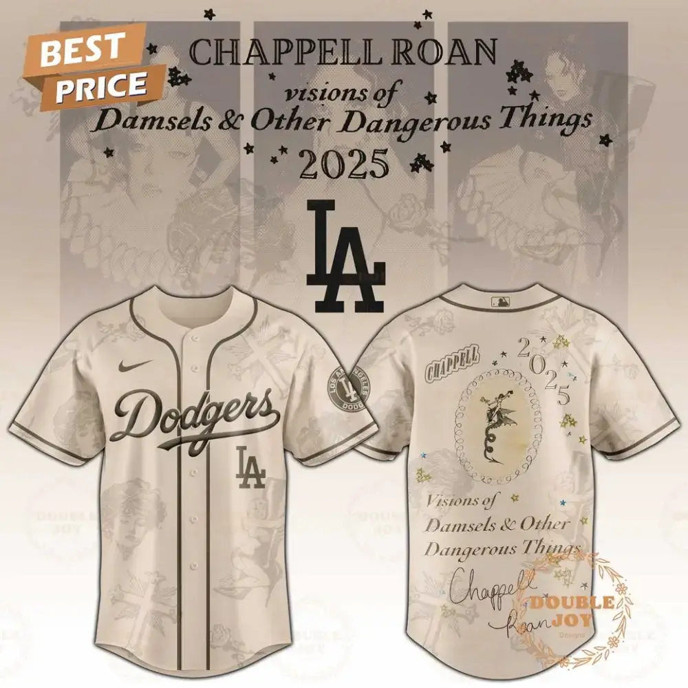 Los Angeles Dodgers X Chappell Roan Damsels And Other Dangerous Things 2025 Baseball Jersey Image