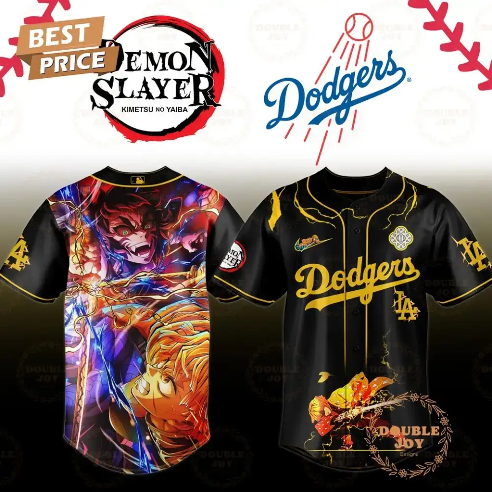 Los Angeles Dodgers X Demon Slayer 2025 Zenitsu Vs Kaigaku Edition V2 Baseball Jersey Image