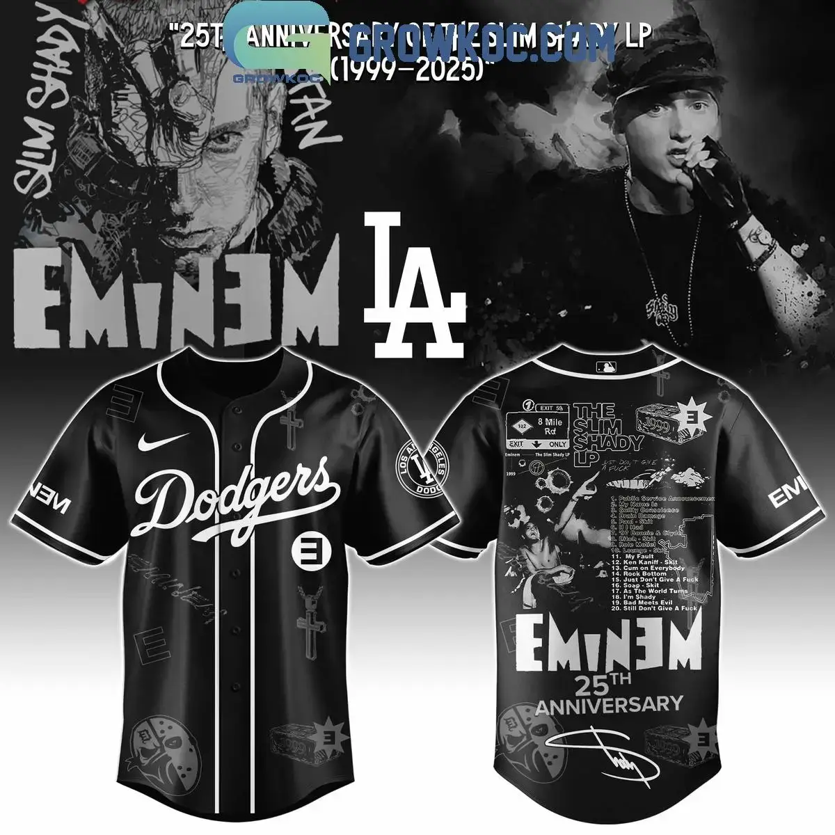 Los Angeles Dodgers x Eminem 25th Anniversary Of The Slim Shady LP 2025 Jersey Image