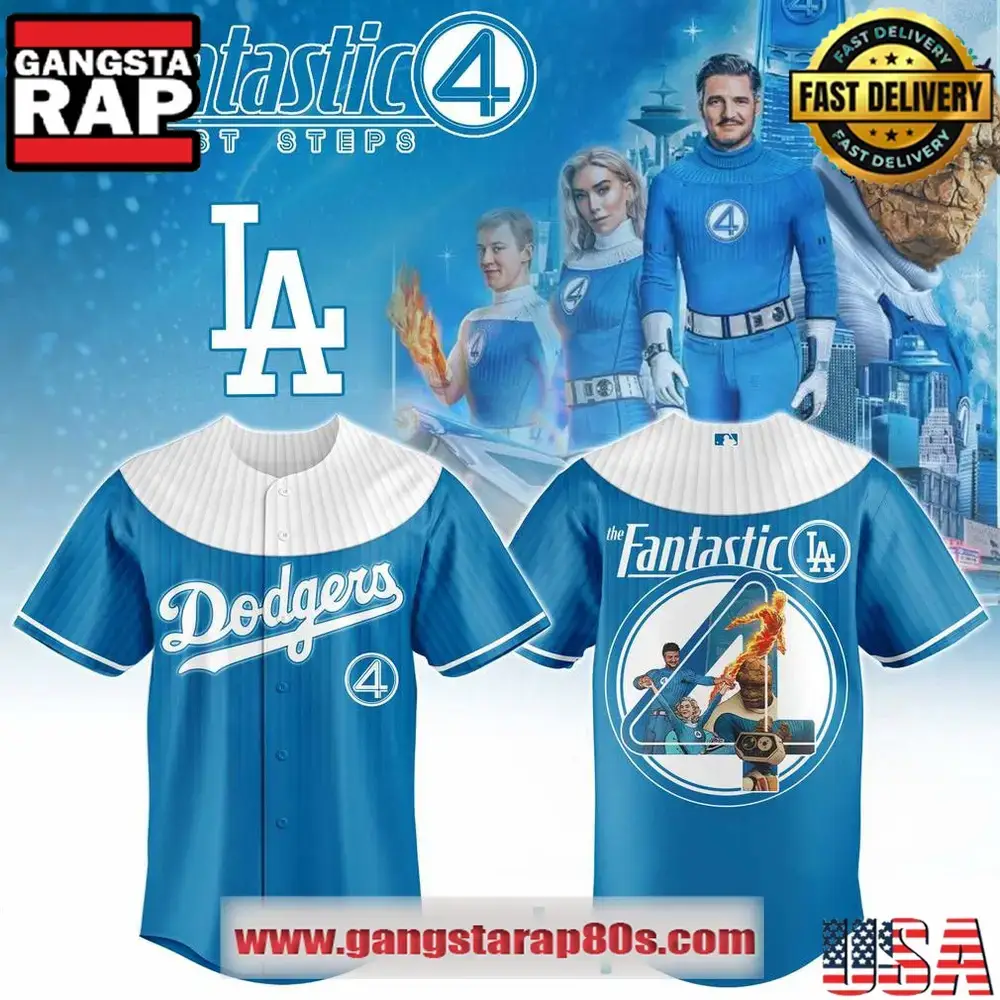 Los Angeles Dodgers x Fantastic Four Legends Unite Hero Baseball Jersey Shirt Image