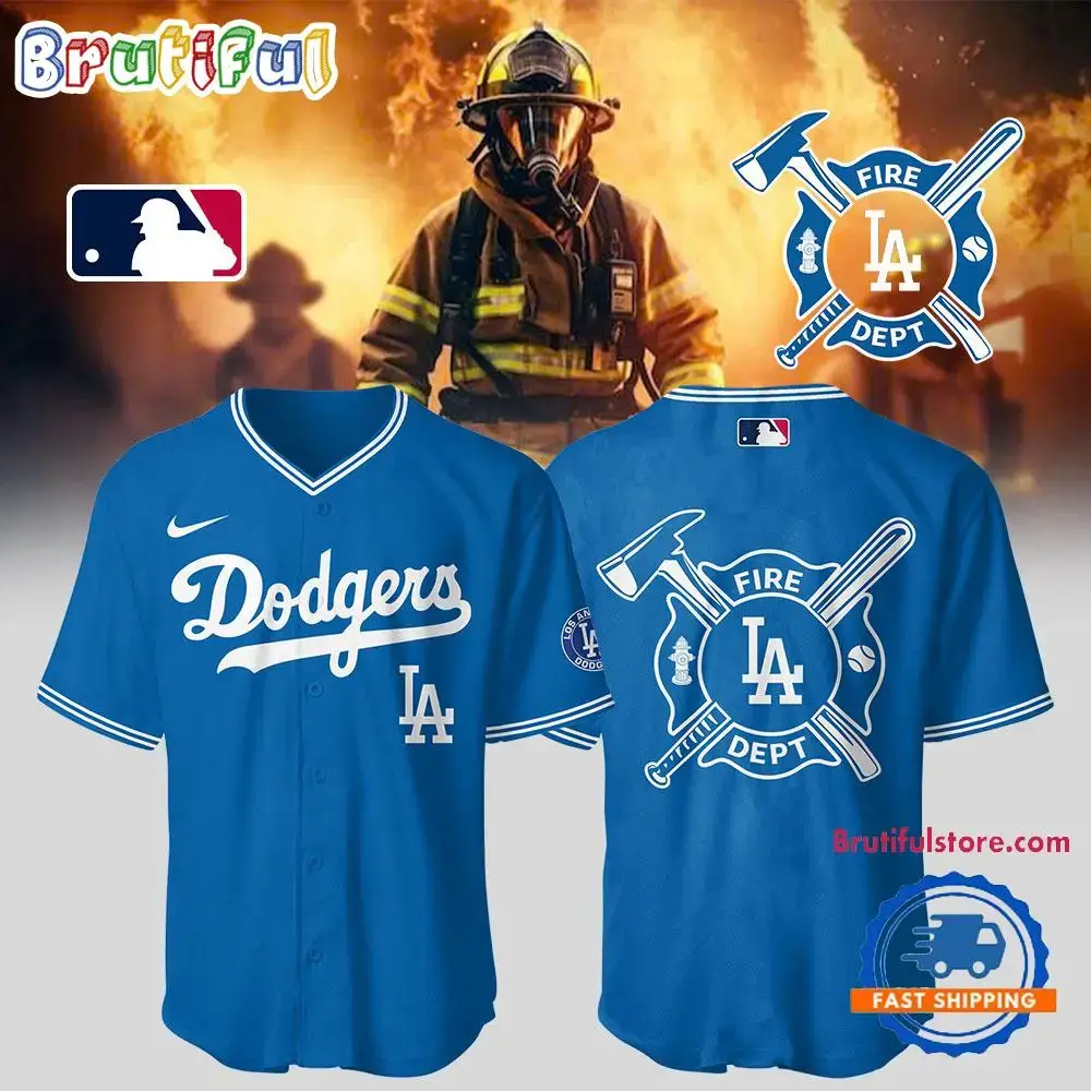 Los Angeles Dodgers X Firefighter Appreciation Night Baseball Jersey Image