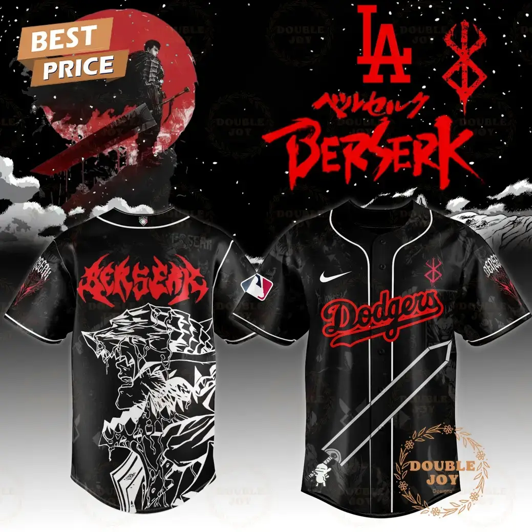 Los Angeles Dodgers x Guts Berserk Special Edition 2025 Black Baseball Jersey Image