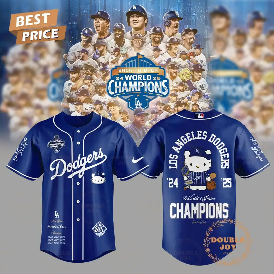 Los Angeles Dodgers x Hello Kitty 24-25 World Series Champions 2025 Baseball Jersey Image