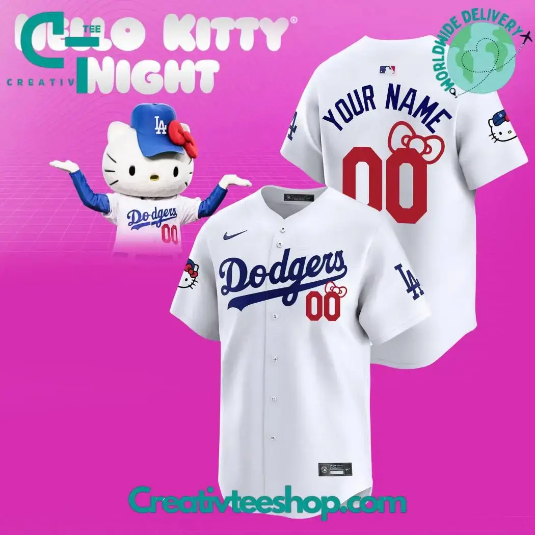Los Angeles Dodgers X Hello Kitty 50Th Anniversary Custom Jersey Image