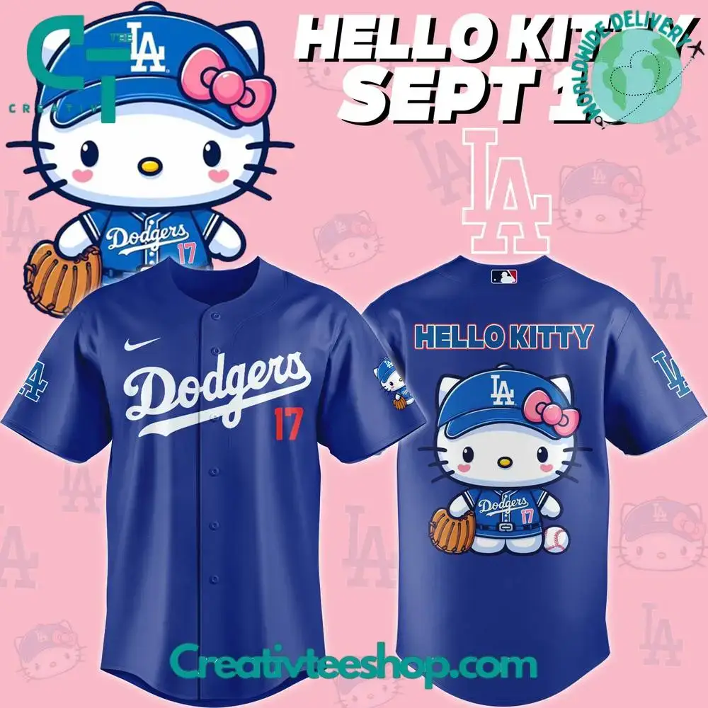 Los Angeles Dodgers X Hello Kitty Blue Jersey Image