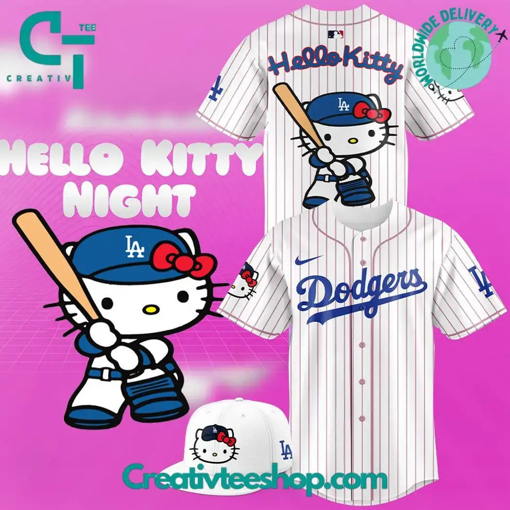 Los Angeles Dodgers X Hello Kitty Night Stripes Jersey Image