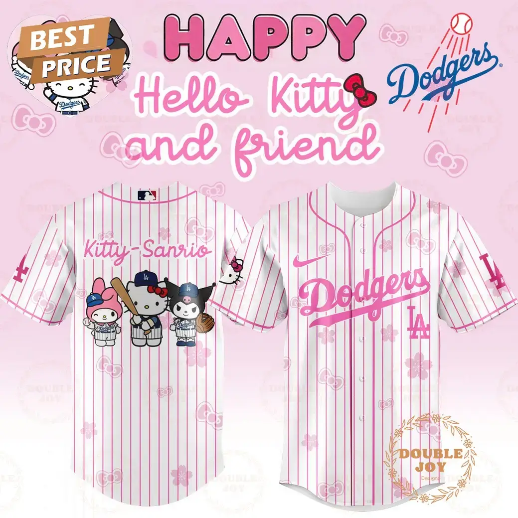 Los Angeles Dodgers x Hello Kitty Special Edition Striped 2025 Baseball Jersey Image