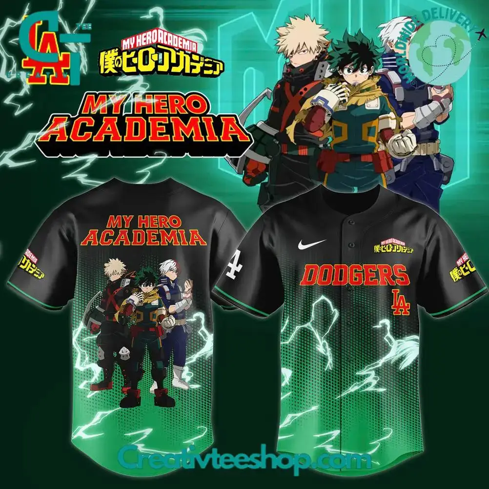 Los Angeles Dodgers X Hero Academia Baseball Jersey Image