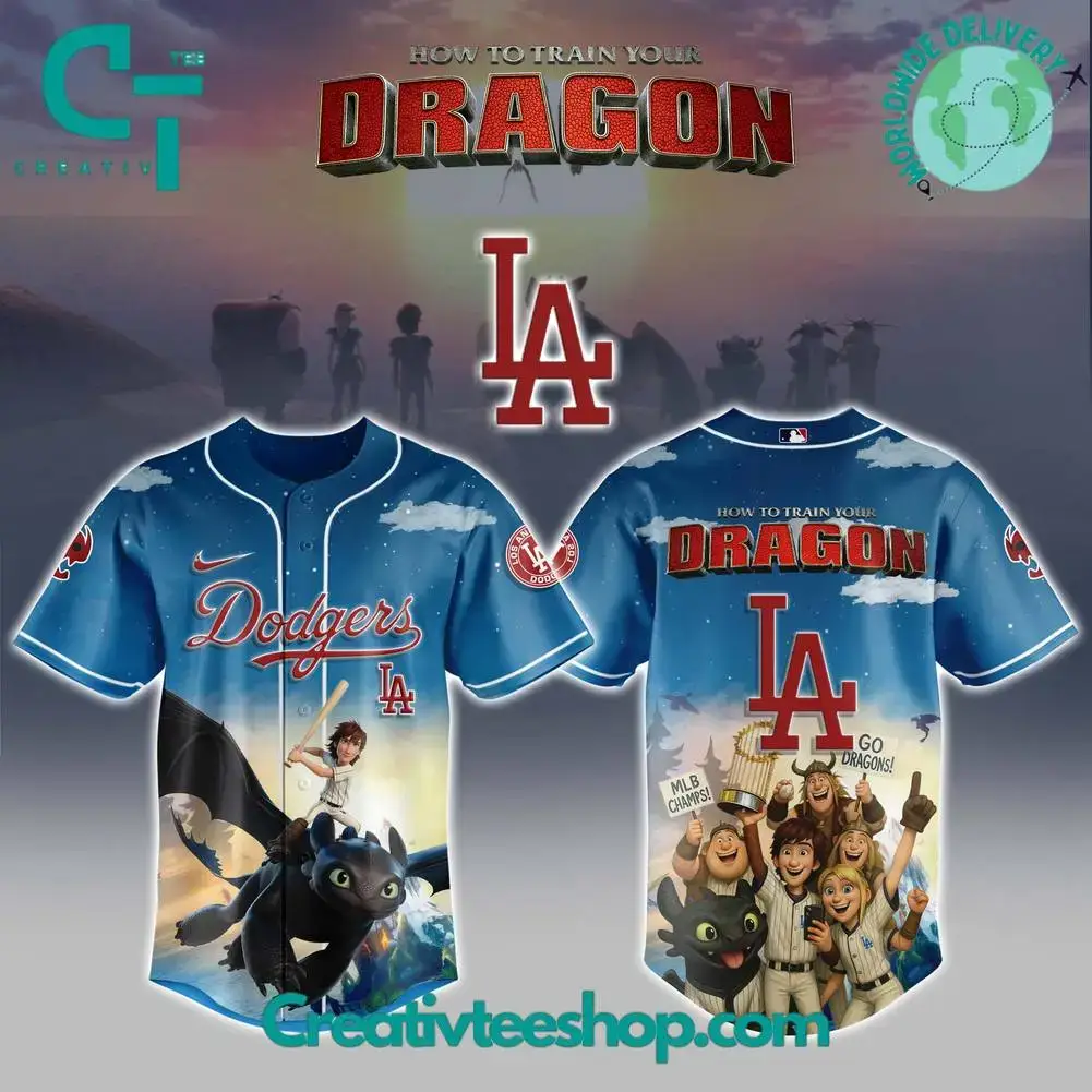 Los Angeles Dodgers X How To Train Your Dragon Limited Edition Baseball Jersey Image
