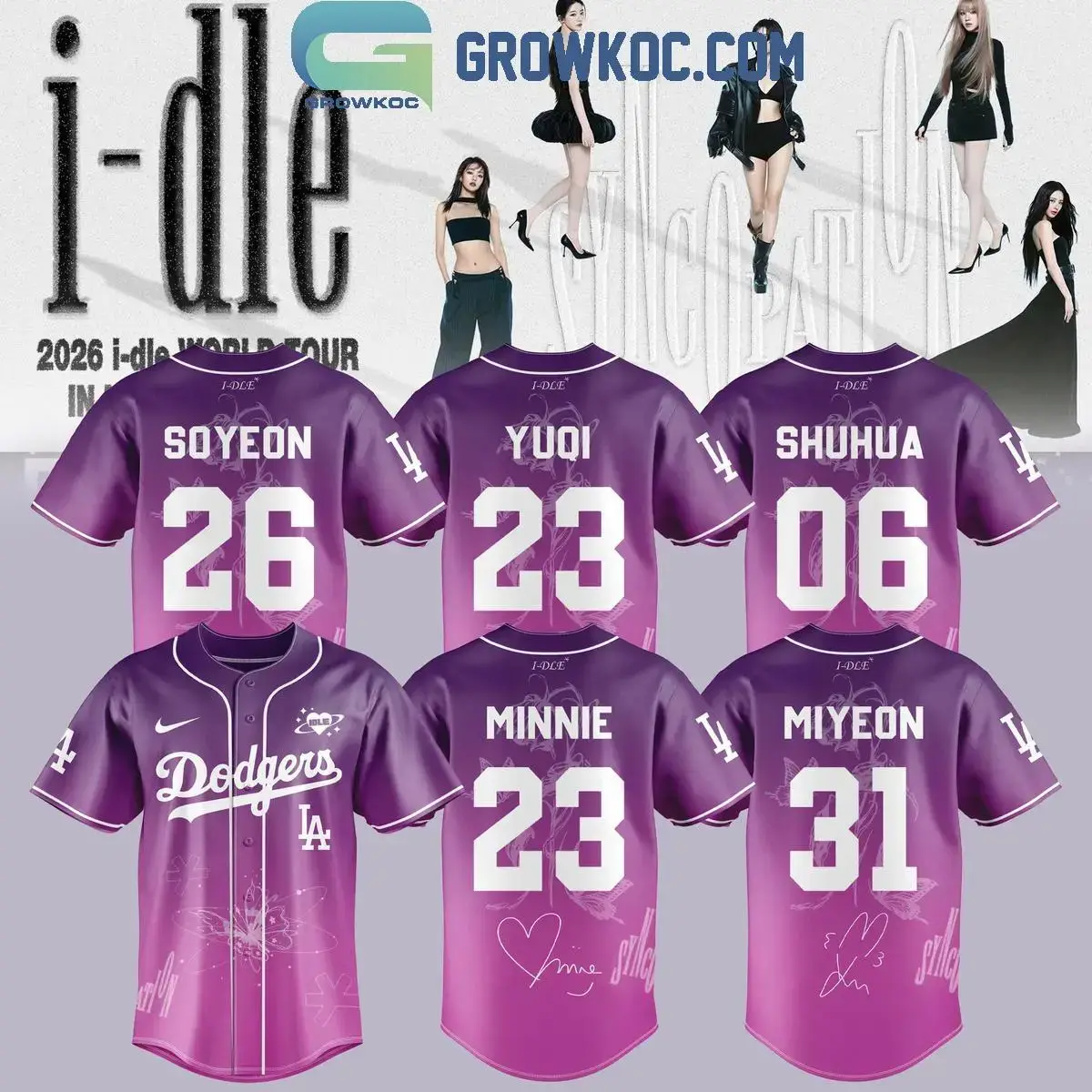 Los Angeles Dodgers x I-Dle World Tour Syncopation Jersey Image