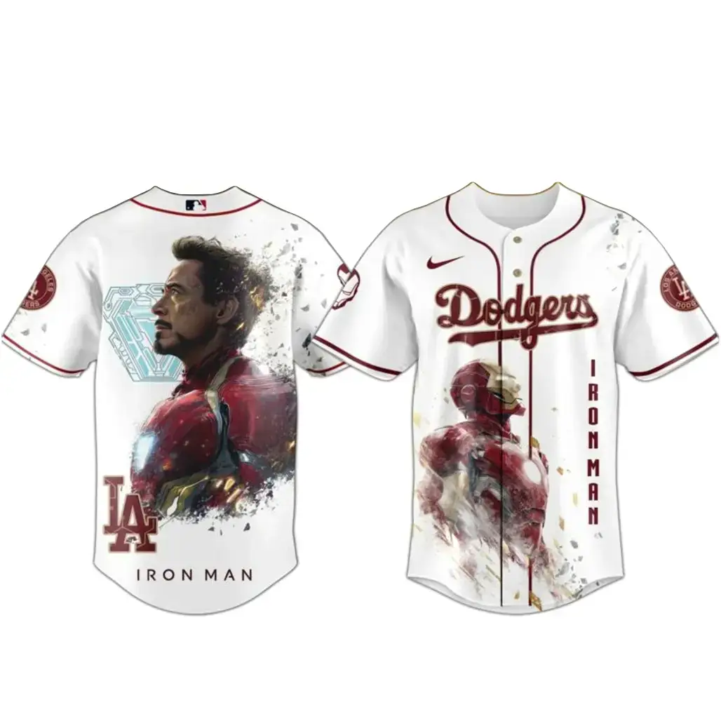 Los Angeles Dodgers x Iron Man Game Day Baseball Jersey Image