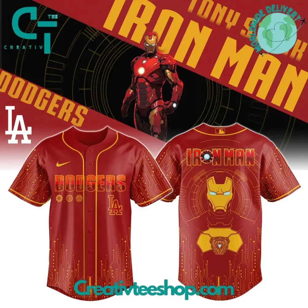 Los Angeles Dodgers X Iron Man Game Night Special Edition Baseball Jersey Image