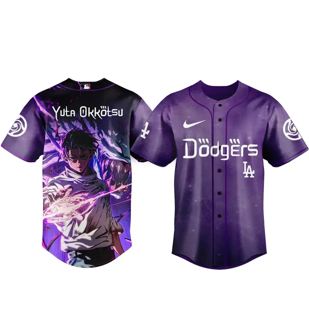 Los Angeles Dodgers x Jujutsu Kaisen Night 2026 Yuta Okkotsu Baseball Jersey Image