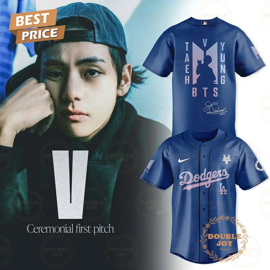 Los Angeles Dodgers x Kim Tae-hyung V95 Blue Editions Baseball Jersey Image