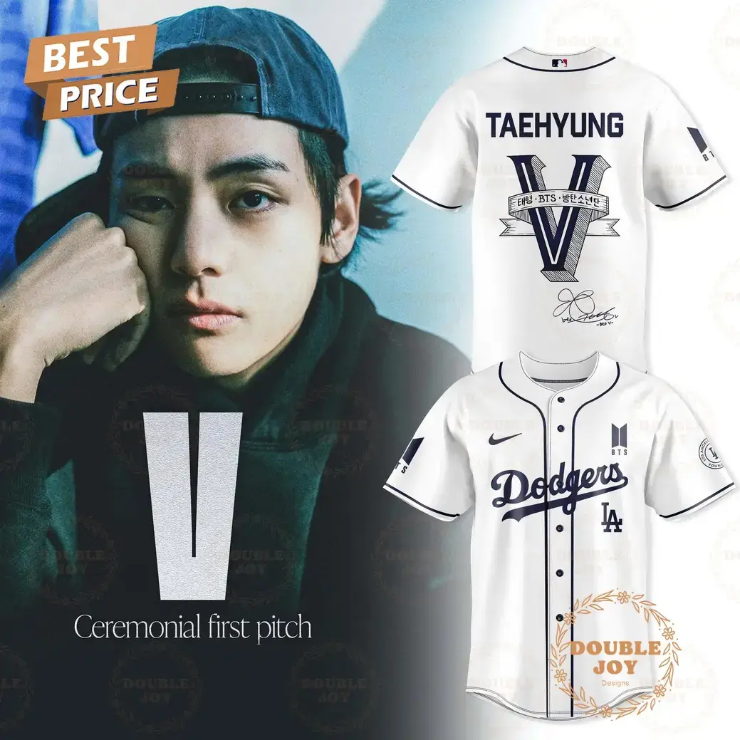 Los Angeles Dodgers x Kim Tae-hyung V95 White Editions Baseball Jersey Image