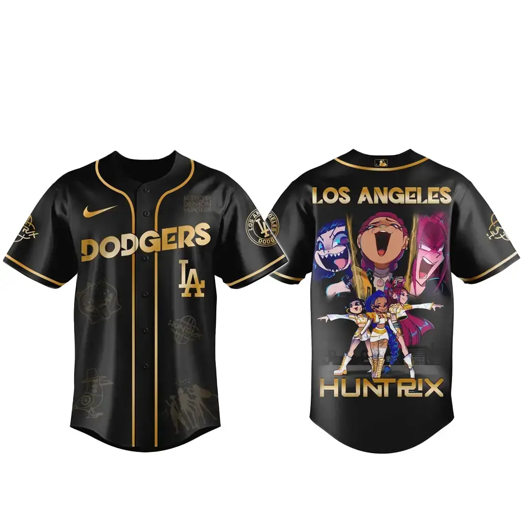 Los Angeles Dodgers x Kpop Demon Hunter 2026 Golden Baseball Jersey Image