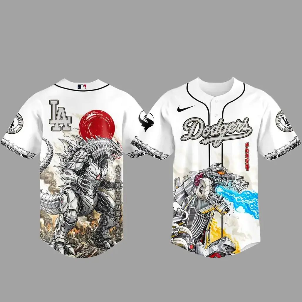 Los Angeles Dodgers x MechaGodzilla Monster Baseball Jersey Image