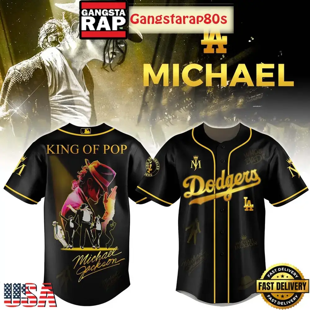 Los Angeles Dodgers x Michael Jackson King Of Pop Baseball Jersey Image
