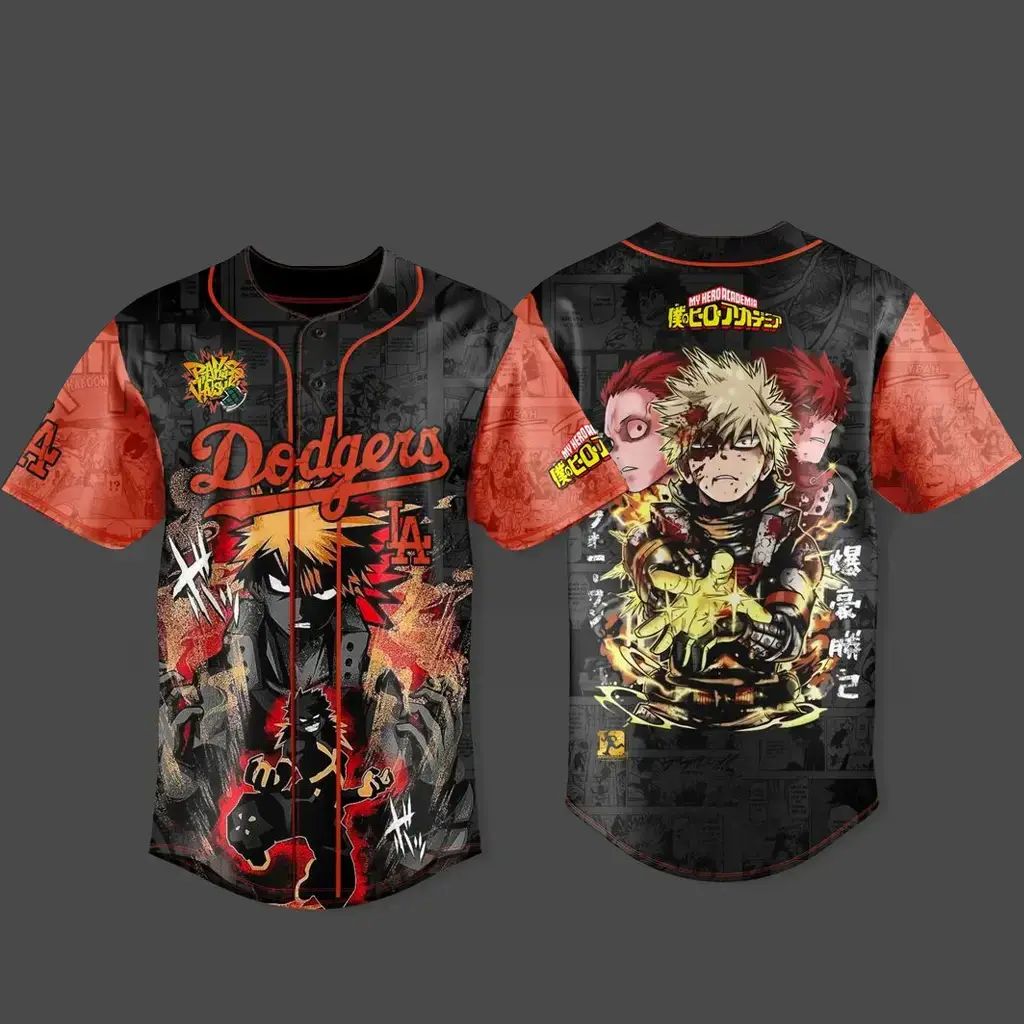 Los Angeles Dodgers x My Hero Academia U.S. Tour 2026 Bakugo Baseball Jersey Image