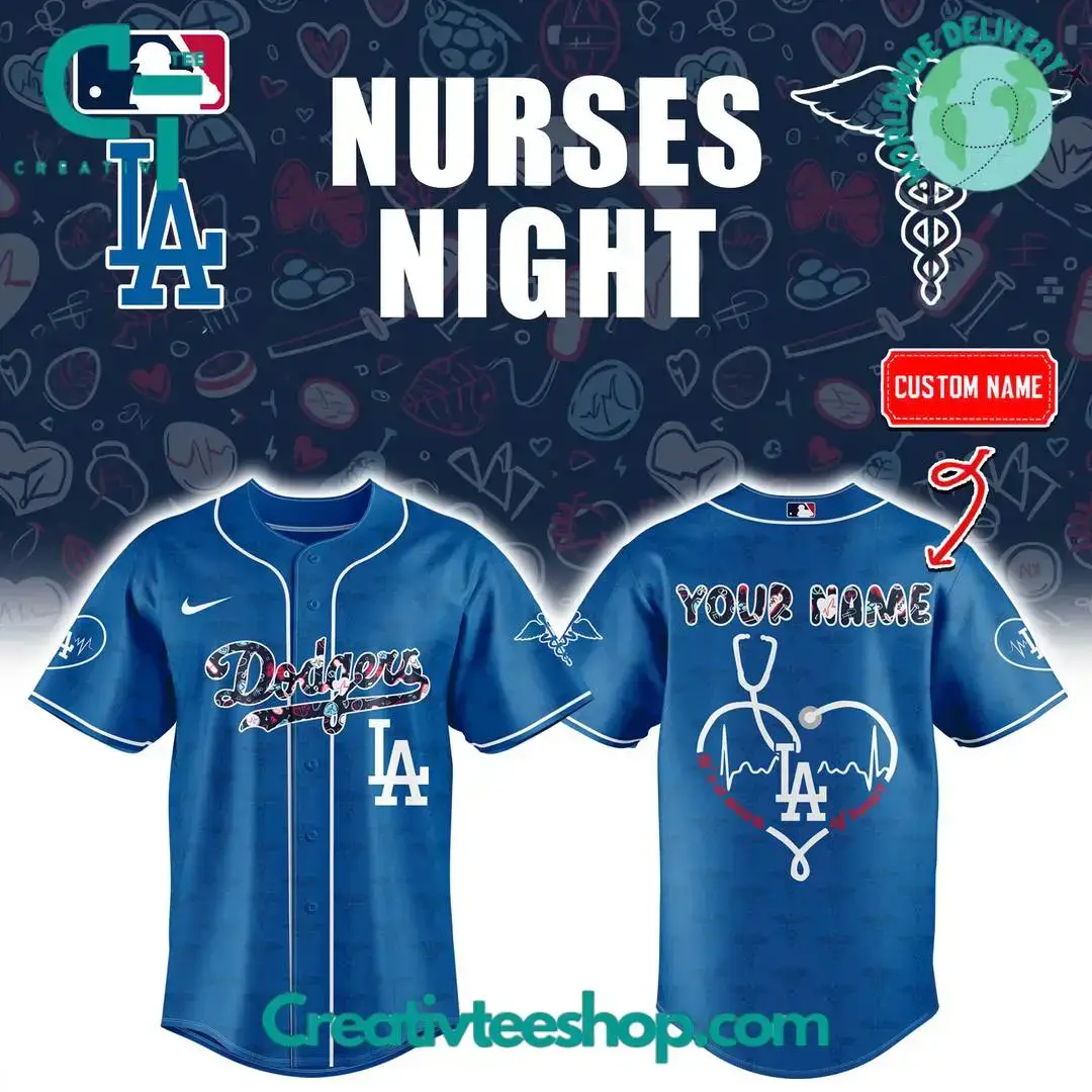 Los Angeles Dodgers X Nurses Night Personalized Baseball Jersey Image