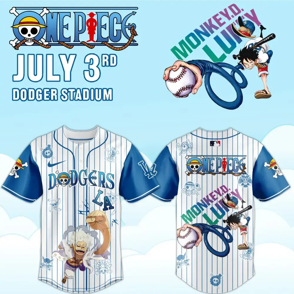 Los Angeles Dodgers X One Piece Night Custom Baseball Jersey Image