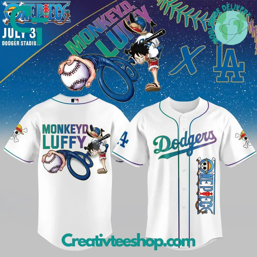 Los Angeles Dodgers X One Piece Night Monkey D. Luffy Special Baseball Jersey Image