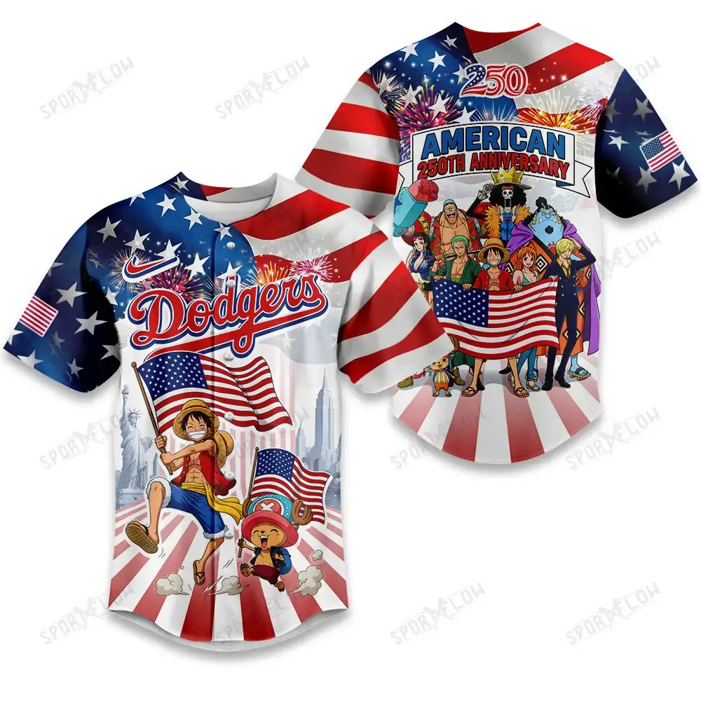 Los Angeles Dodgers X One Piece United States Of America 250 Baseball Jersey Image