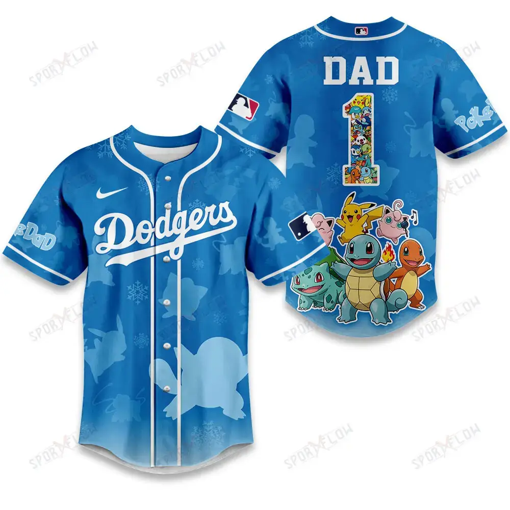 Los Angeles Dodgers X Pokemon Ultimate Dad Edition Baseball Jersey Image