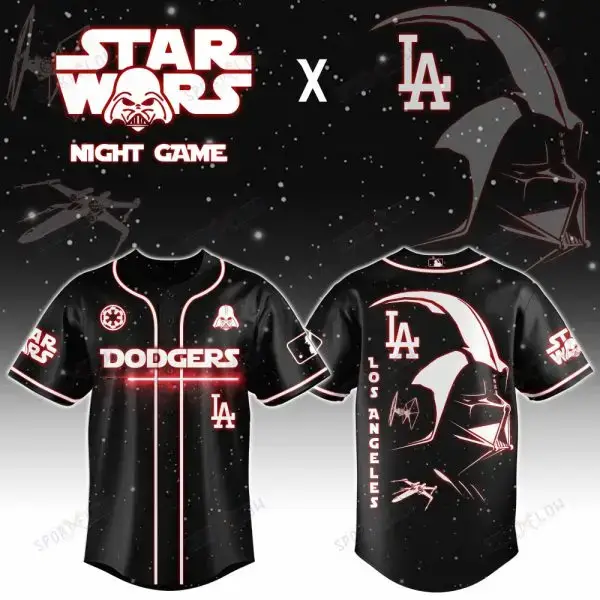 Los Angeles Dodgers X Star Wars Darth Vader Sith Lord Night Game Baseball Jersey Image
