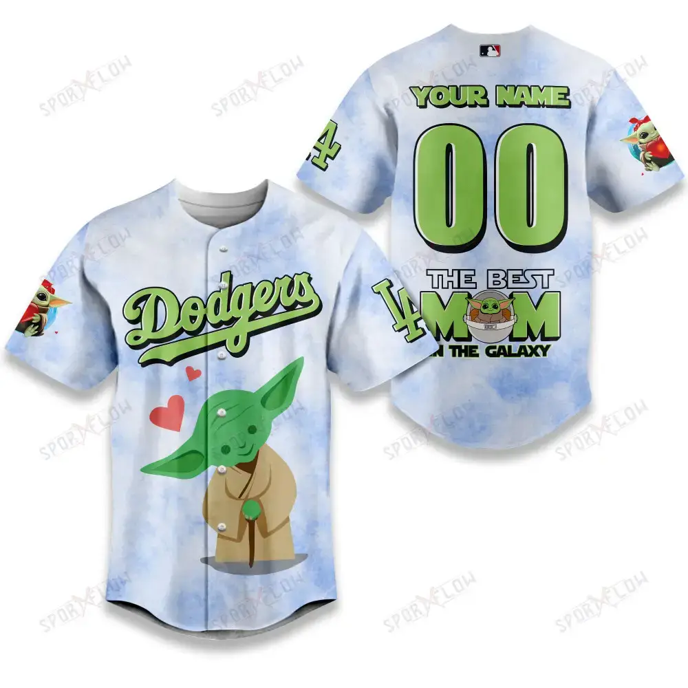 Los Angeles Dodgers X Star Wars Yoda Best Mom Custom Baseball Jersey Image
