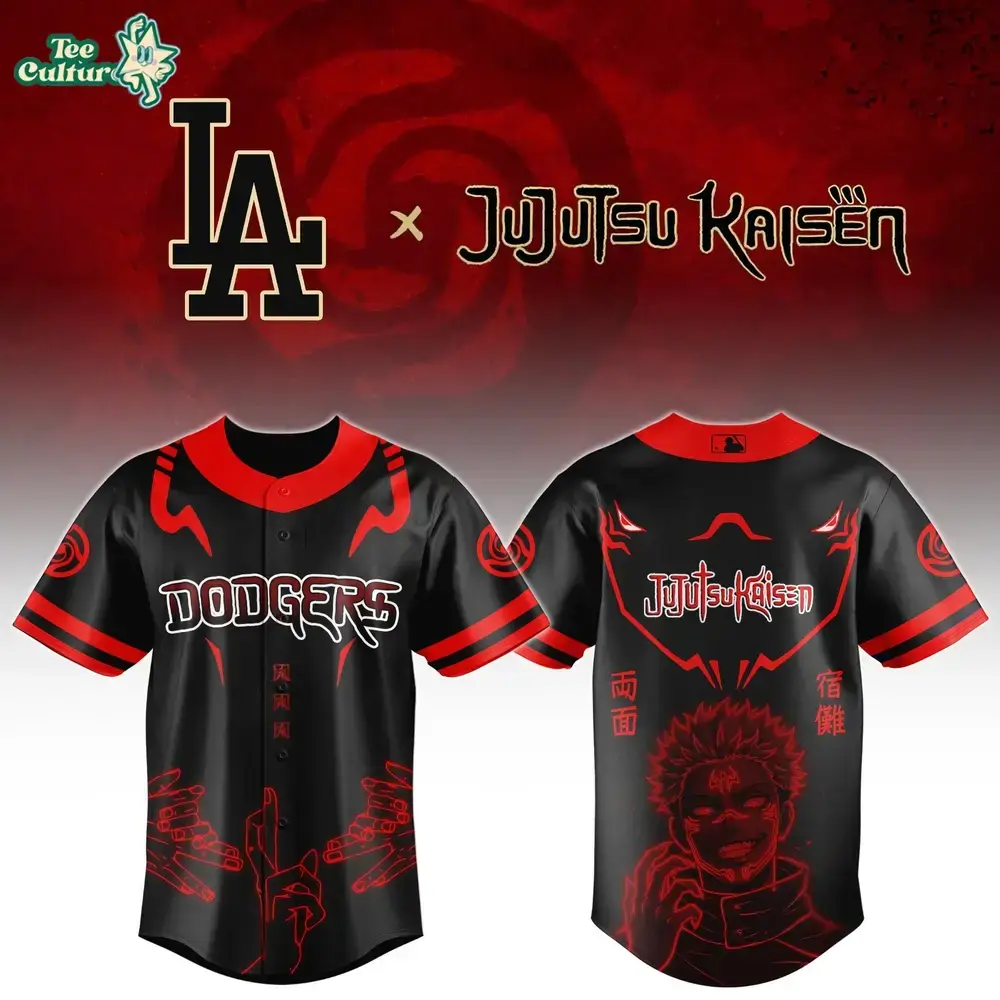 Los Angeles Dodgers x Sukuna Cursed Energy Anime Style Baseball Jersey Image