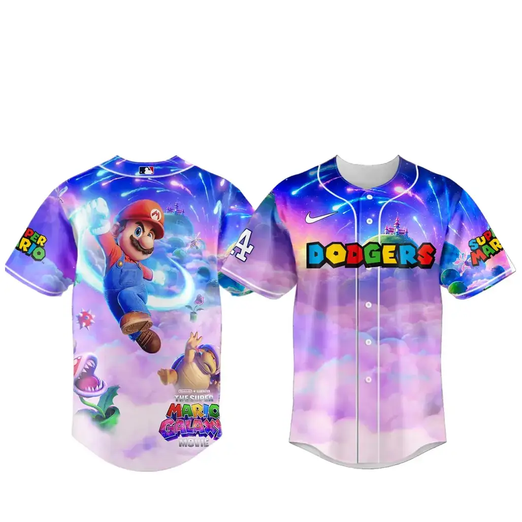 Los Angeles Dodgers x Super Mario Galaxy Baseball Jersey Image