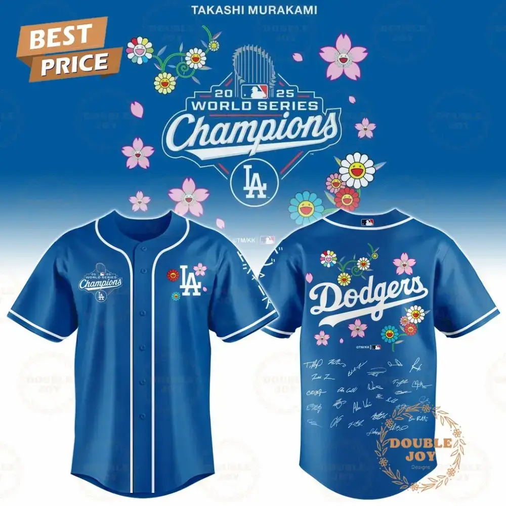 Los Angeles Dodgers X Takashi Murakami World Series Champions 2025 Baseball Jersey Image