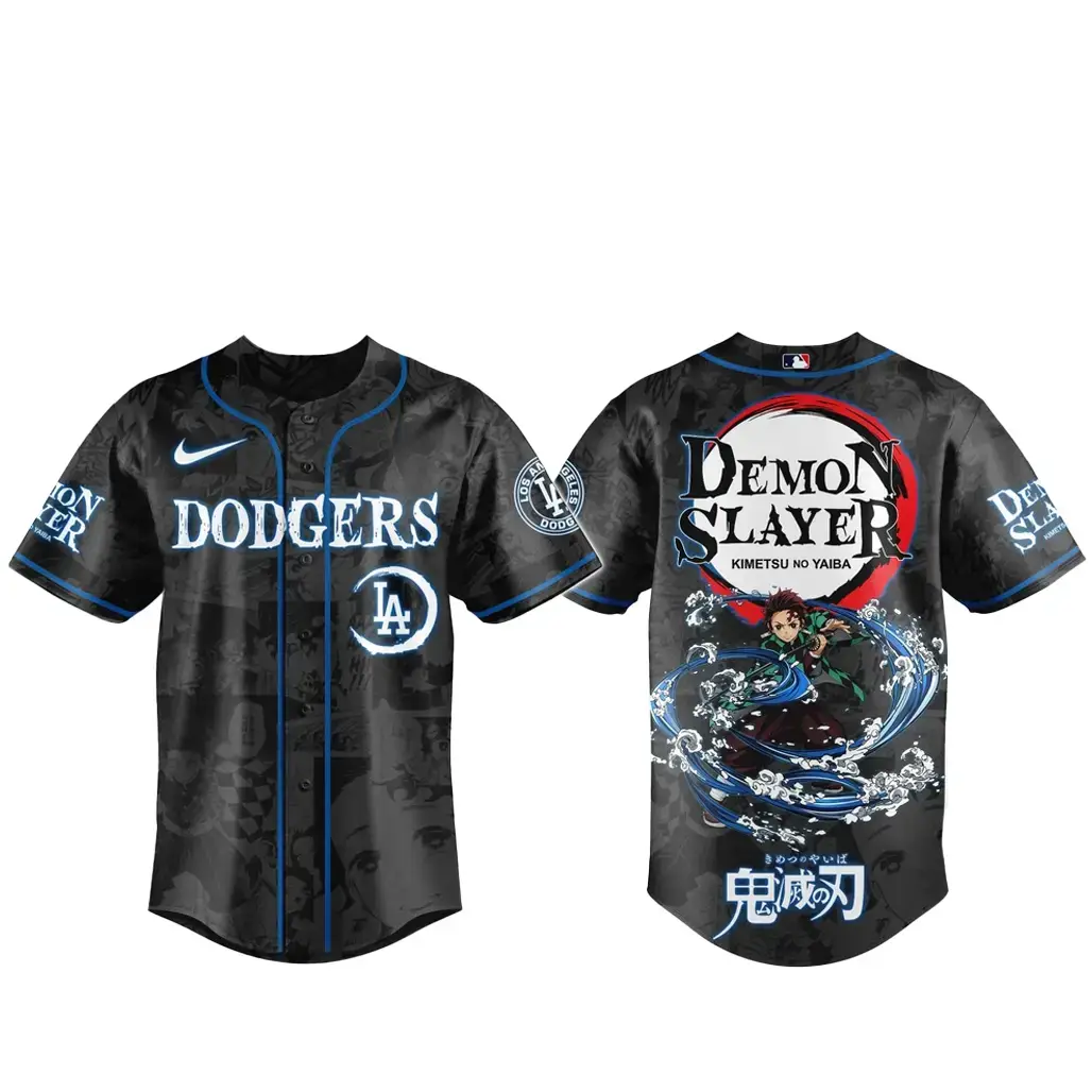 Los Angeles Dodgers x Tanjiro Kamado Demon Slayer Baseball Jersey Image